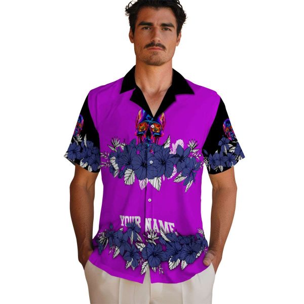 Neon Hibiscus Stripe Hawaiian Shirt High quality