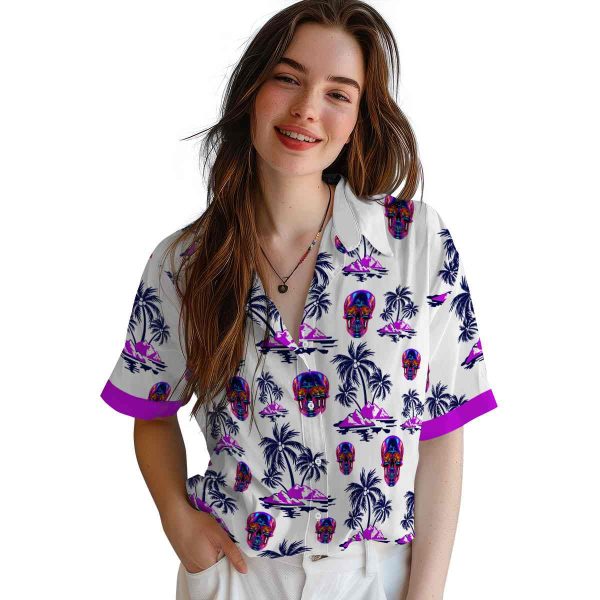 Neon Palm Island Print Hawaiian Shirt Trendy