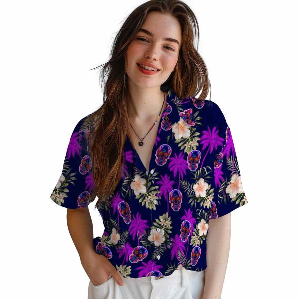 Neon Palm Tree Flower Hawaiian Shirt Trendy