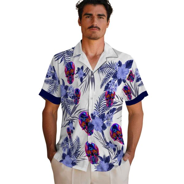 Neon Patriotic Hibiscus Design Hawaiian Shirt High quality