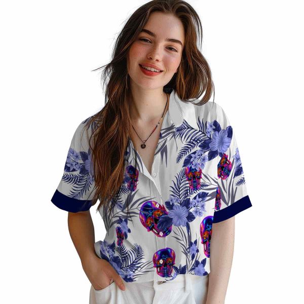 Neon Patriotic Hibiscus Design Hawaiian Shirt Trendy