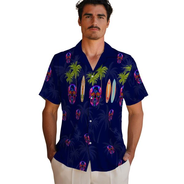 Neon Surfboard Palm Hawaiian Shirt High quality