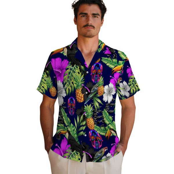 Neon Toucan Hibiscus Pineapple Hawaiian Shirt High quality