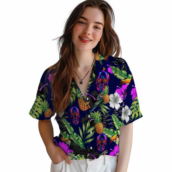 Neon Toucan Hibiscus Pineapple Hawaiian Shirt Trendy