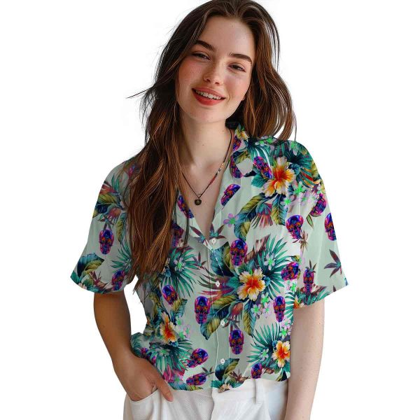 Neon Tropical Foliage Hawaiian Shirt Trendy