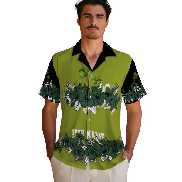 Palm Tree Hibiscus Stripe Hawaiian Shirt High quality