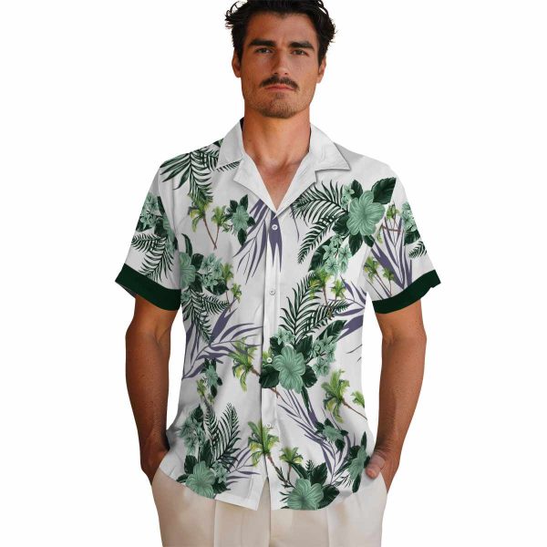 Palm Tree Patriotic Hibiscus Design Hawaiian Shirt High quality