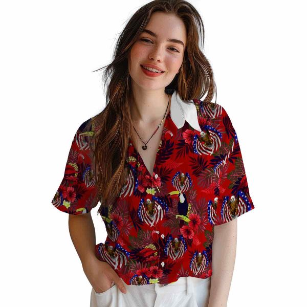 Patriotic Floral Toucan Hawaiian Shirt Trendy