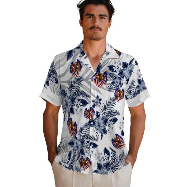 Patriotic Hibiscus Palm Leaves Hawaiian Shirt High quality