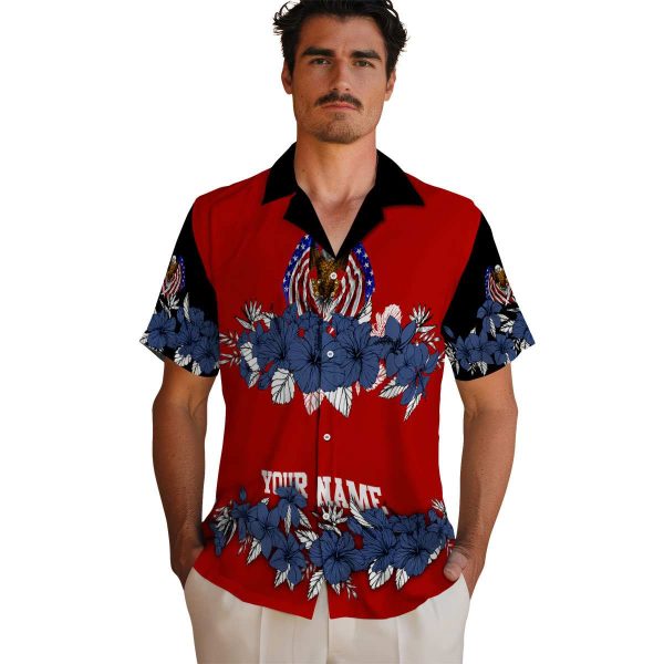 Patriotic Hibiscus Stripe Hawaiian Shirt High quality