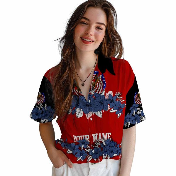 Patriotic Hibiscus Stripe Hawaiian Shirt Trendy