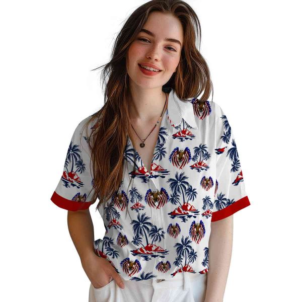 Patriotic Palm Island Print Hawaiian Shirt Trendy