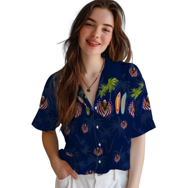 Patriotic Surfboard Palm Hawaiian Shirt Trendy