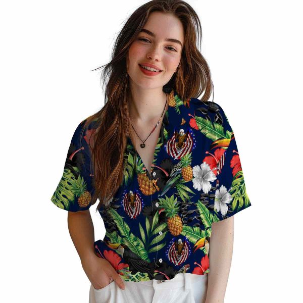 Patriotic Toucan Hibiscus Pineapple Hawaiian Shirt Trendy