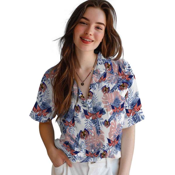 Patriotic Tropical Leaves Hawaiian Shirt Trendy