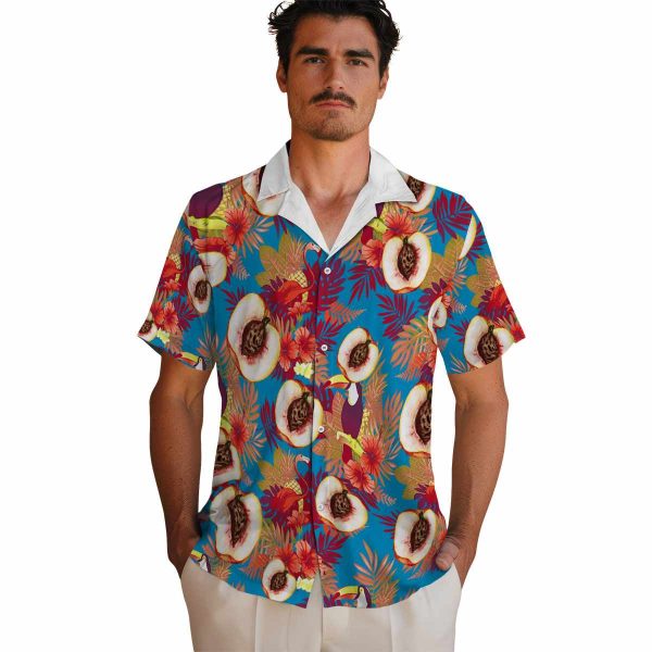 Peach Floral Toucan Hawaiian Shirt High quality