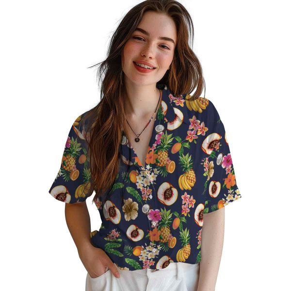 Peach Hibiscus And Fruit Hawaiian Shirt Trendy