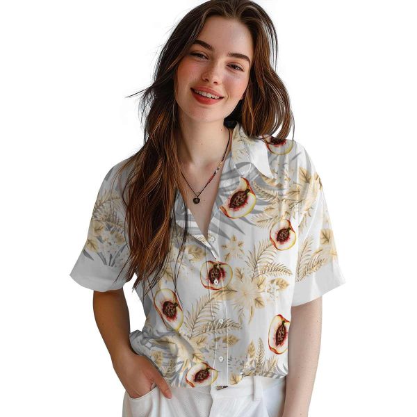 Peach Hibiscus Palm Leaves Hawaiian Shirt Trendy