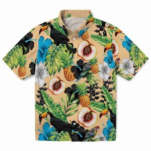 Peach Toucan Hibiscus Pineapple Hawaiian Shirt Best selling