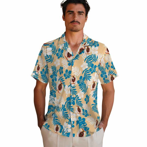 Peach Tropical Floral Hawaiian Shirt High quality