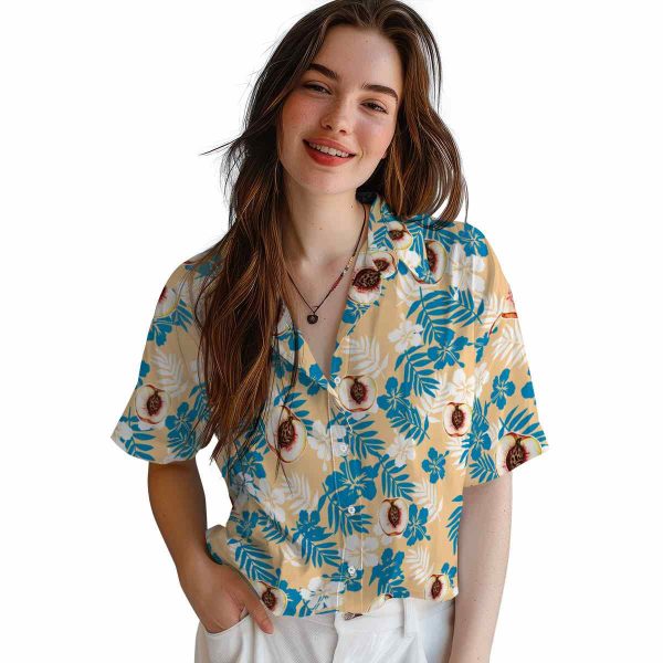 Peach Tropical Floral Hawaiian Shirt Trendy