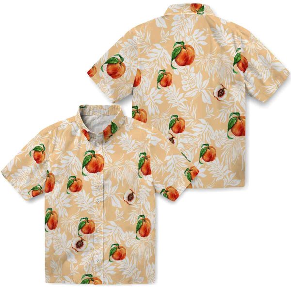 Peach Tropical Leaf Hawaiian Shirt Latest Model