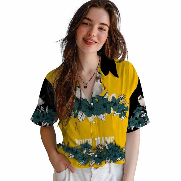 Penguin Hibiscus Stripe Hawaiian Shirt Trendy