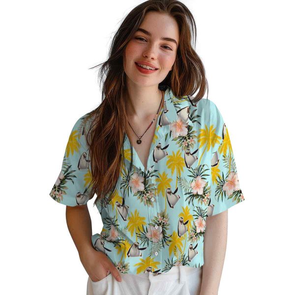 Penguin Palm Tree Flower Hawaiian Shirt Trendy