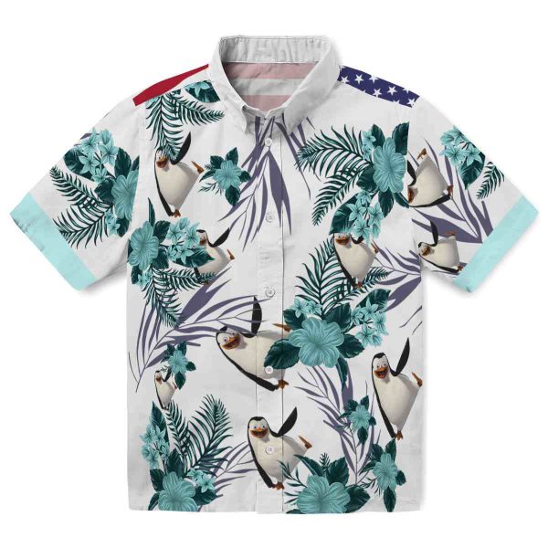 Penguin Patriotic Hibiscus Design Hawaiian Shirt Best selling