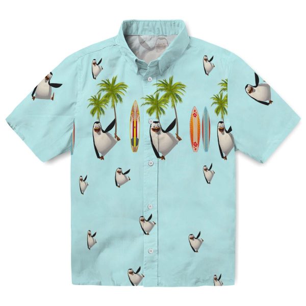 Penguin Surfboard Palm Hawaiian Shirt Best selling