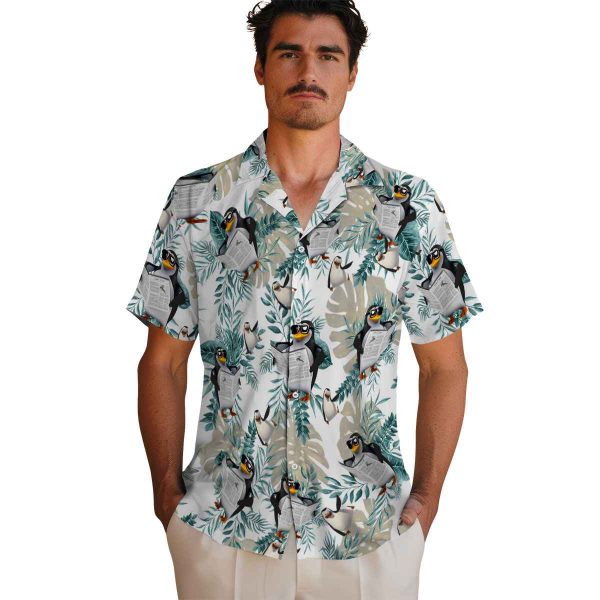 Penguin Tropical Leaves Hawaiian Shirt High quality