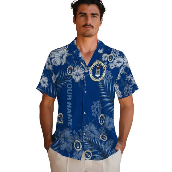 Personalized Air Force Hibiscus Print Hawaiian Shirt High quality