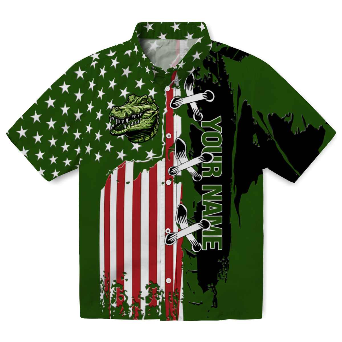 Personalized Alligator Stitched Flag Hawaiian Shirt Best selling