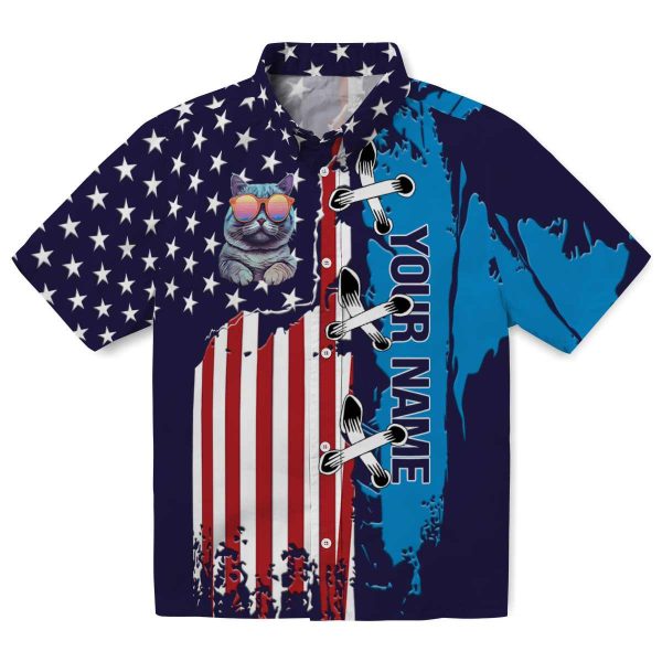 Personalized Cat Stitched Flag Hawaiian Shirt Best selling