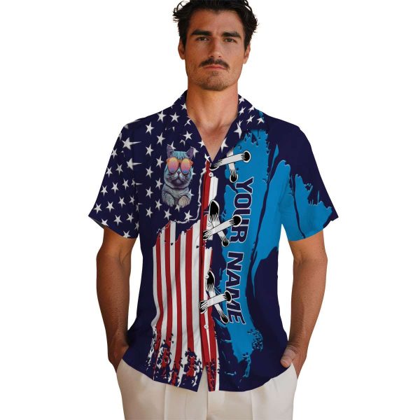 Personalized Cat Stitched Flag Hawaiian Shirt High quality