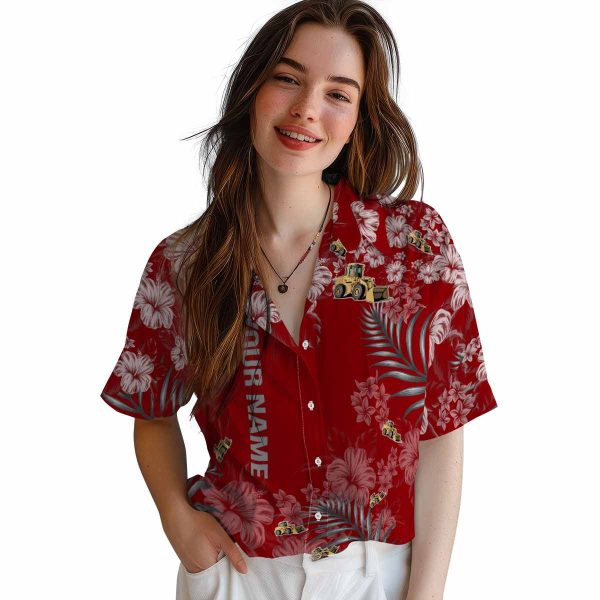 Personalized Construction Hibiscus Print Hawaiian Shirt Trendy