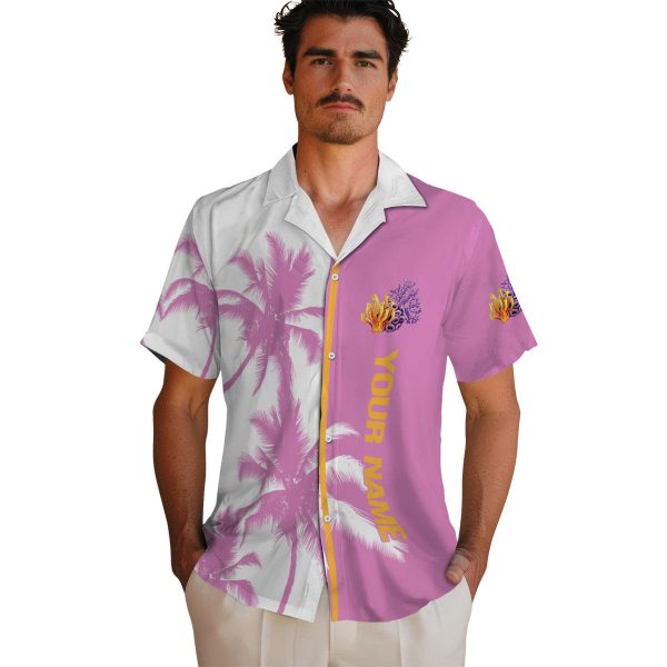 Personalized Coral Palm Trees Hawaiian Shirt High quality