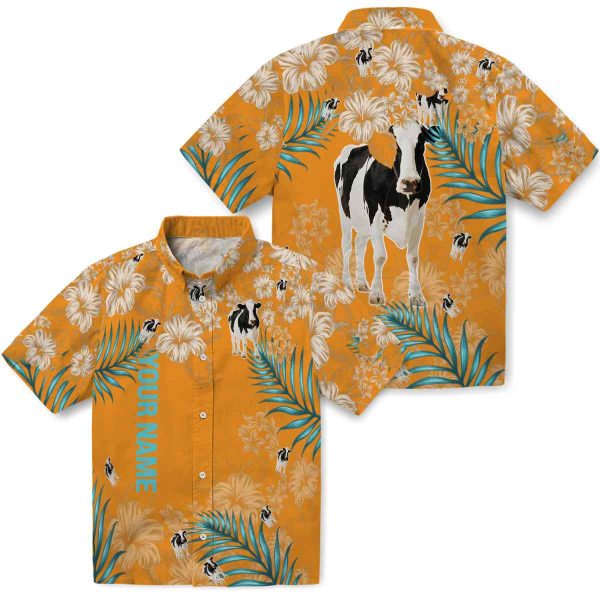 Personalized Cow Hibiscus Print Hawaiian Shirt Latest Model