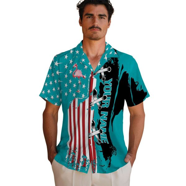 Personalized Flamingo Stitched Flag Hawaiian Shirt High quality