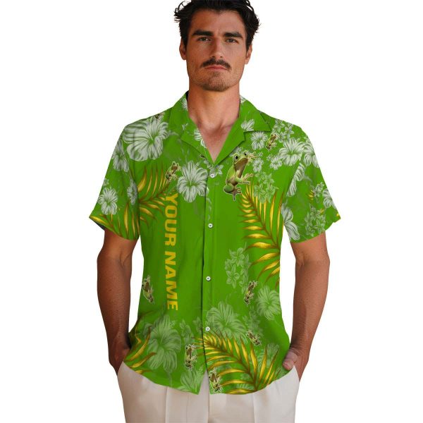 Personalized Frog Hibiscus Print Hawaiian Shirt High quality