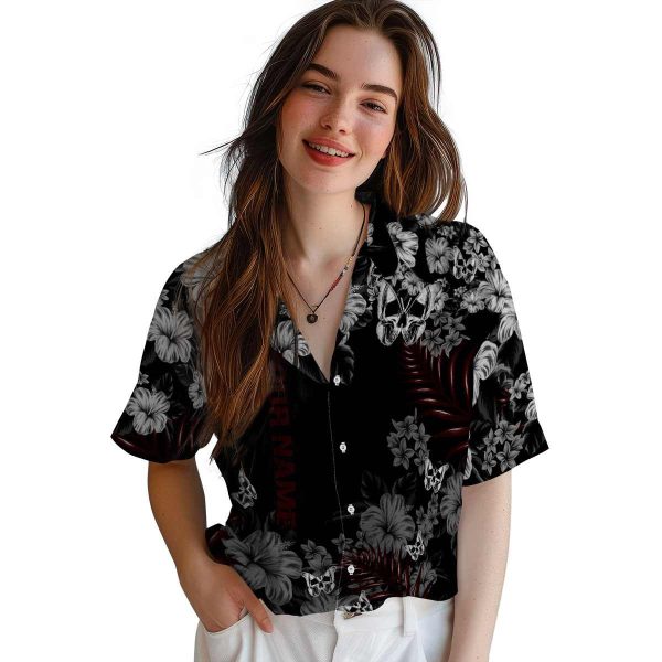 Personalized Goth Hibiscus Print Hawaiian Shirt Trendy