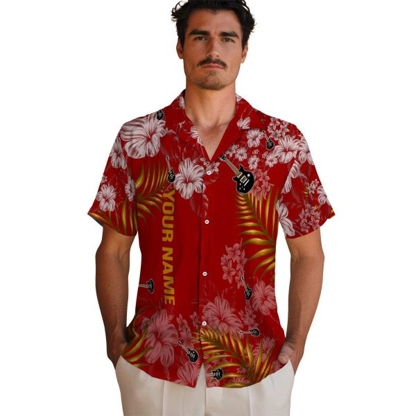 Personalized Guitar Hibiscus Print Hawaiian Shirt High quality