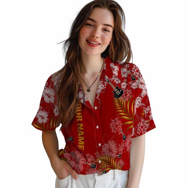 Personalized Guitar Hibiscus Print Hawaiian Shirt Trendy