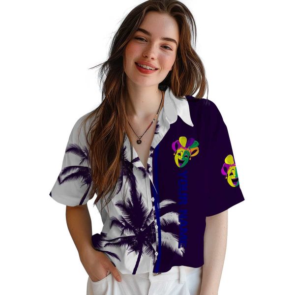 Personalized Mardi Gras Palm Trees Hawaiian Shirt Trendy