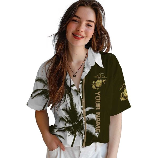 Personalized Marine Corps Palm Trees Hawaiian Shirt Trendy