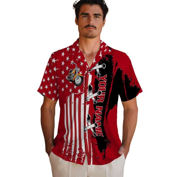 Personalized Motorcycle Stitched Flag Hawaiian Shirt High quality