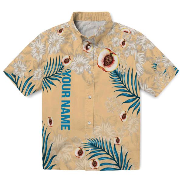 Personalized Peach Hibiscus Print Hawaiian Shirt Best selling