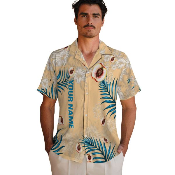 Personalized Peach Hibiscus Print Hawaiian Shirt High quality