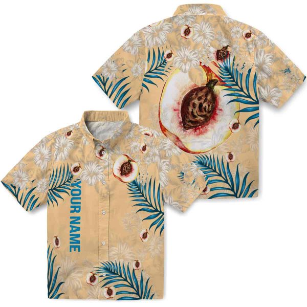 Personalized Peach Hibiscus Print Hawaiian Shirt Latest Model