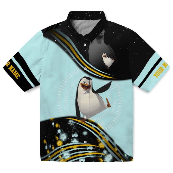 Personalized Penguin Abstract Waves Hawaiian Shirt Best selling